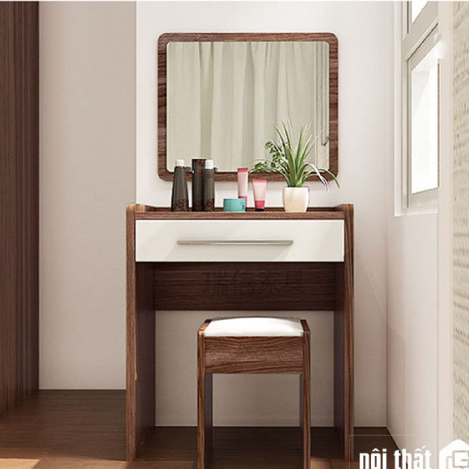 Tocador con Banqueta y Espejo Amazonas Marrón R&R MUEBLES