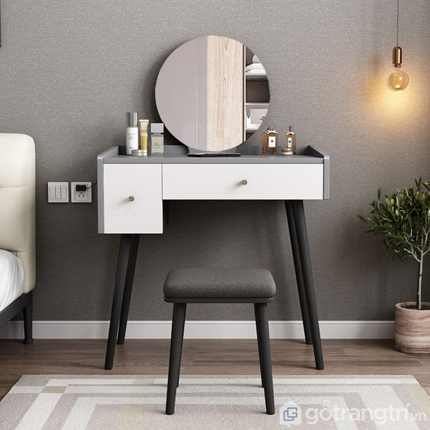 Tocador Vintage Loreto Gris/Blanco R&R MUEBLES