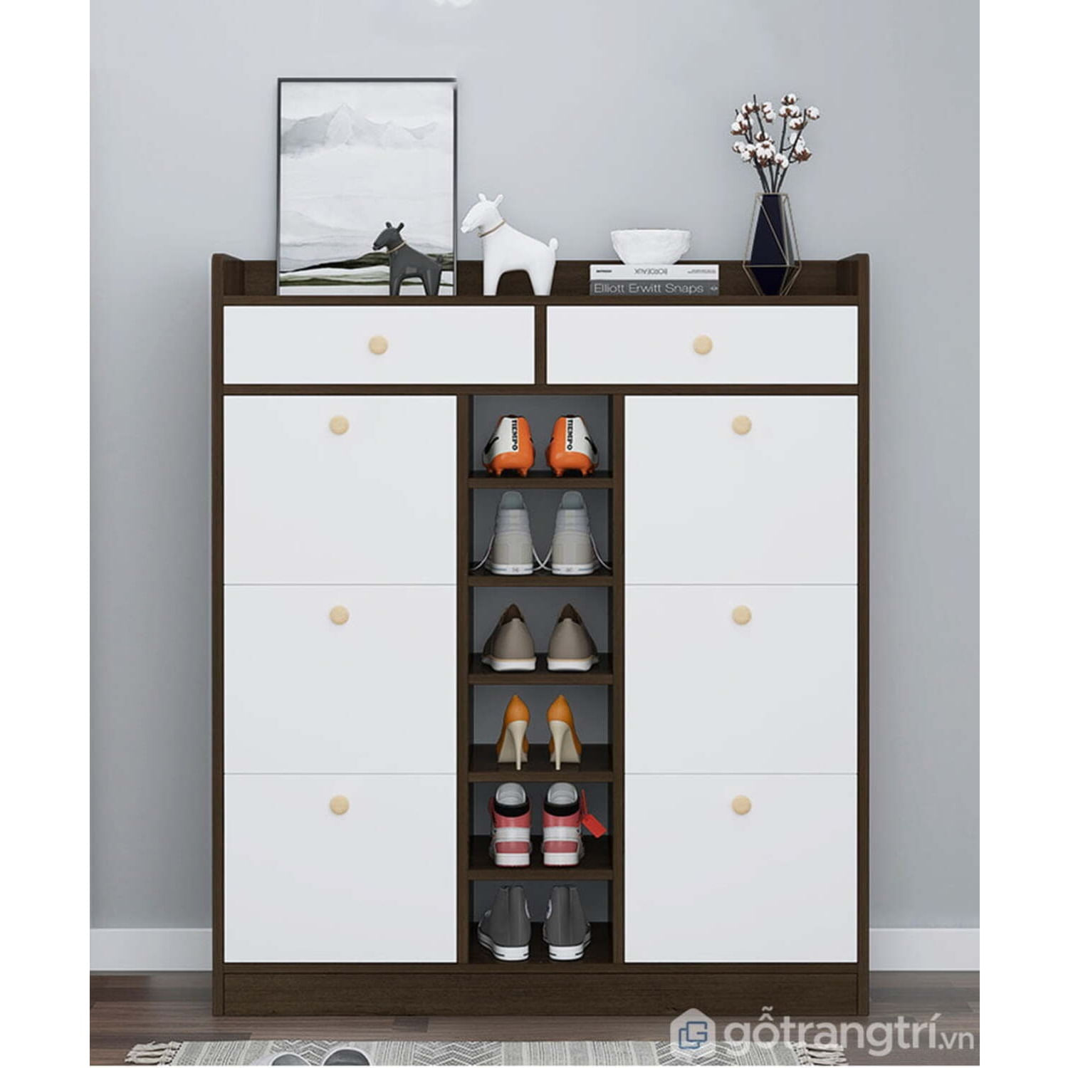 Zapatera Moderna Malú Marrón Alto 134cm R&R MUEBLES