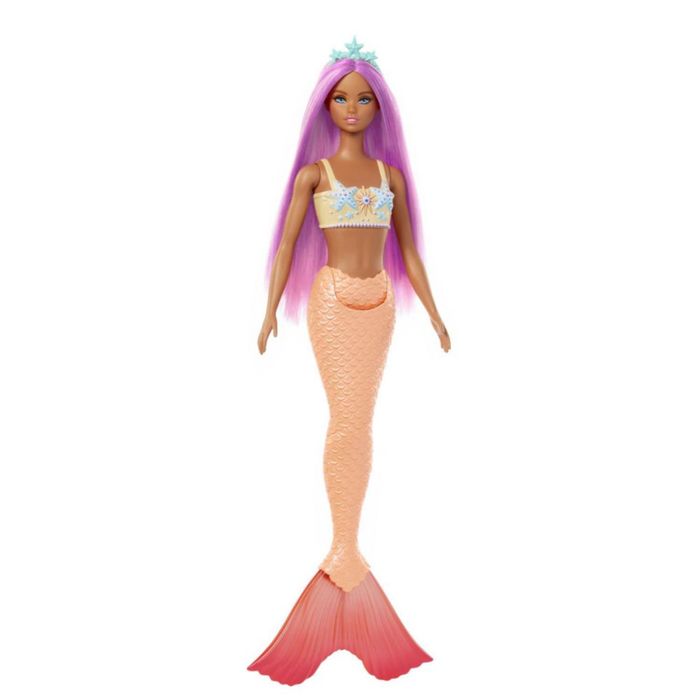 Muñeca Barbie Fantasia Sirena Cabello Morado Promart