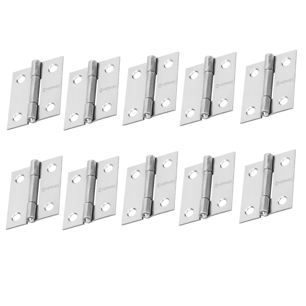 Bisagra rectangular 1-1/2" acero pulido Hermex, Pack 10 piezas