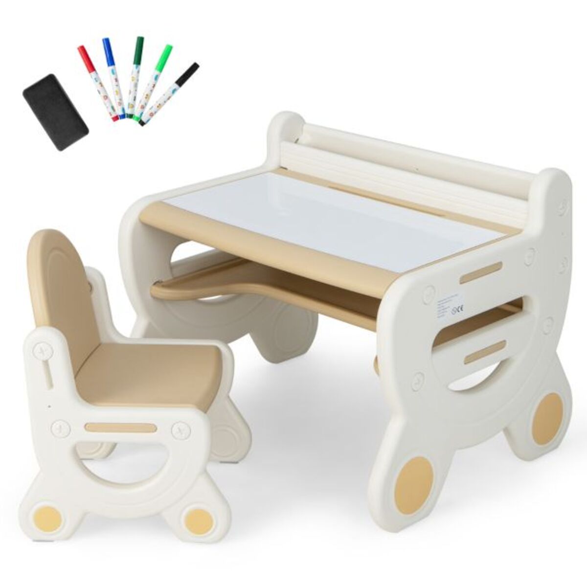 Escritorio pintable y borrable con silla infantil Peru Importaciones Color Blanco y Marrón