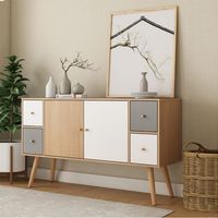 Aparador Moderno Shagui Multicolor 2 Puertas 4 Cajones R&R MUEBLES