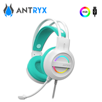 Audifono Gamer con Microfono Antryx Iris W 7.1 Virtual Cancelacion de ruido USB Turquesa