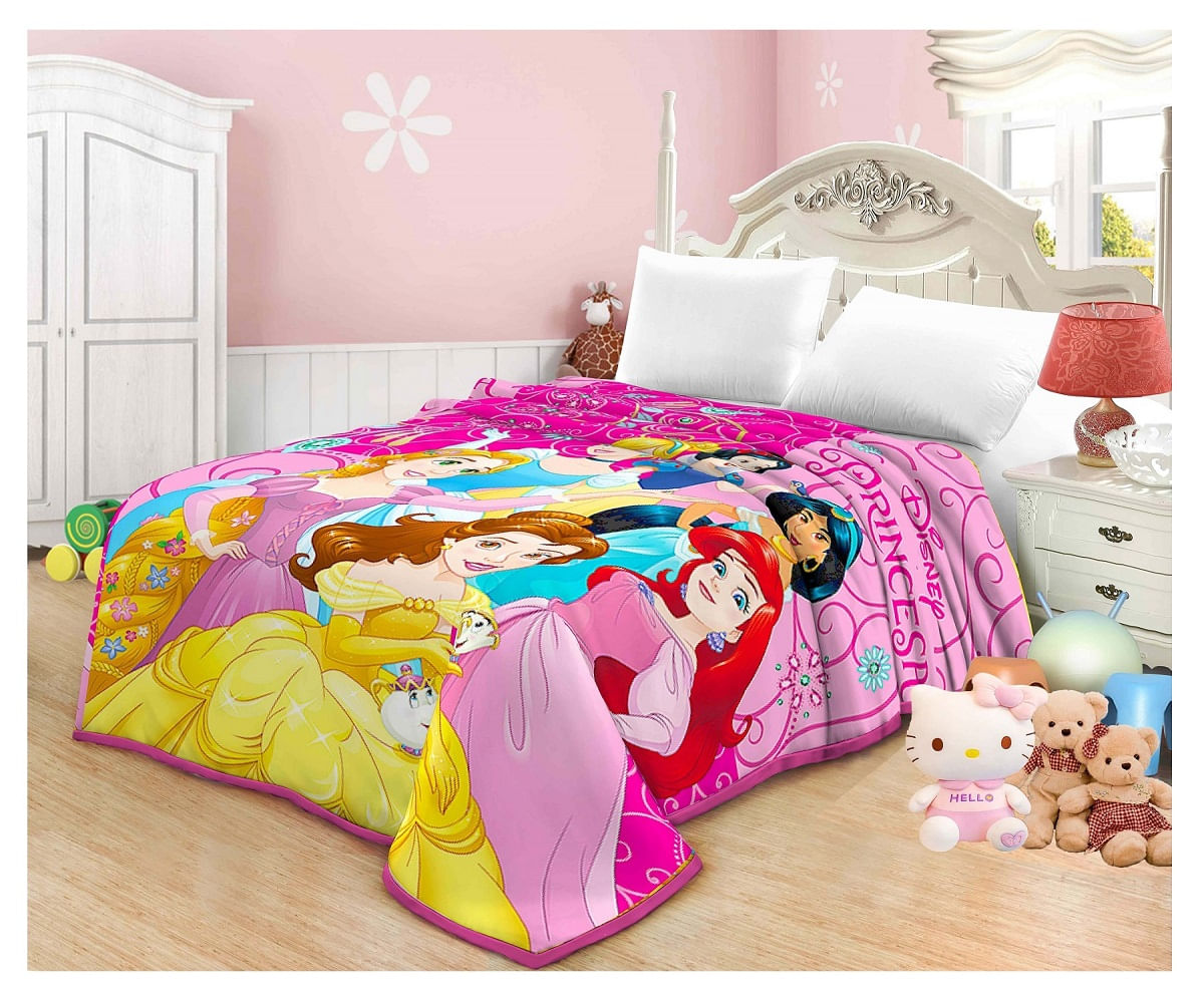 Frazada Disney Princesas 1.5 Plazas Rosado