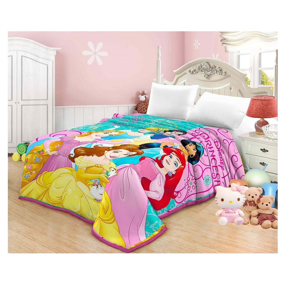 Frazada Disney Princesas Plazas Turquesa Promart1