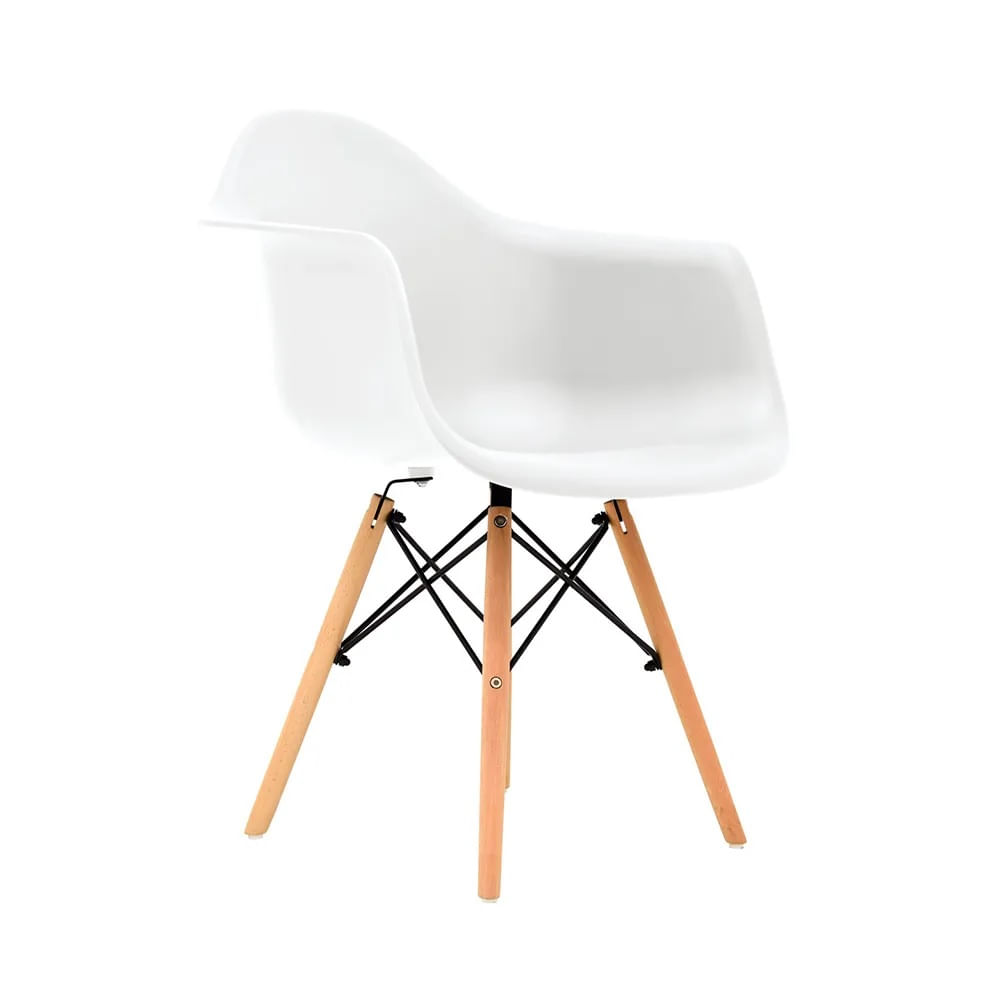 Silla de Diseño Decorativo Eames con brazo Polipropileno/Madera Blanco MobelArt