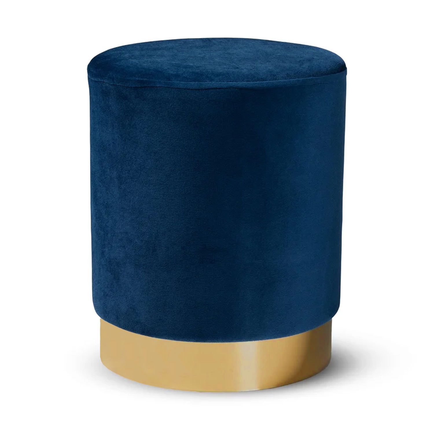 Puff Redondo con Base Metálica LeMueble Azul