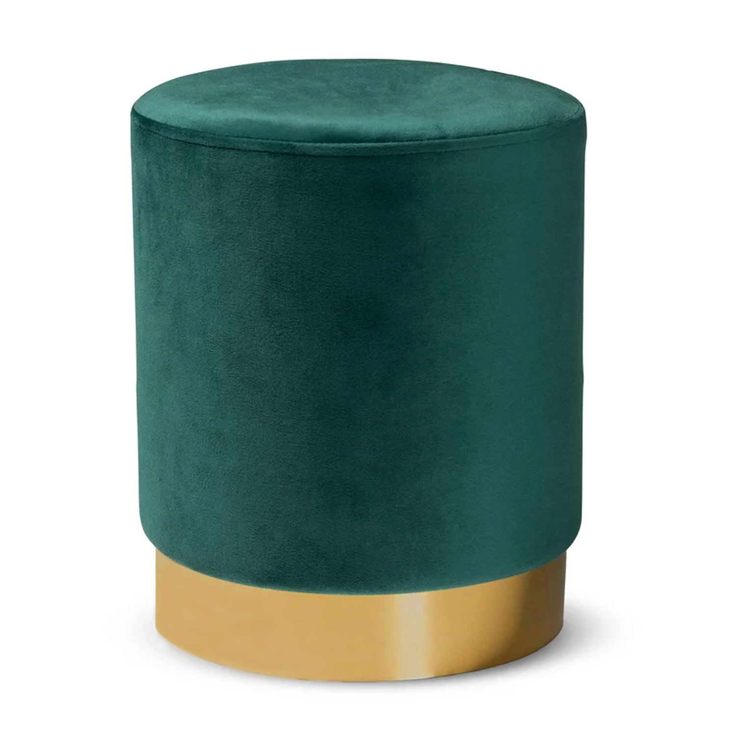 Puff Redondo con Base Metálica LeMueble Verde Olivo