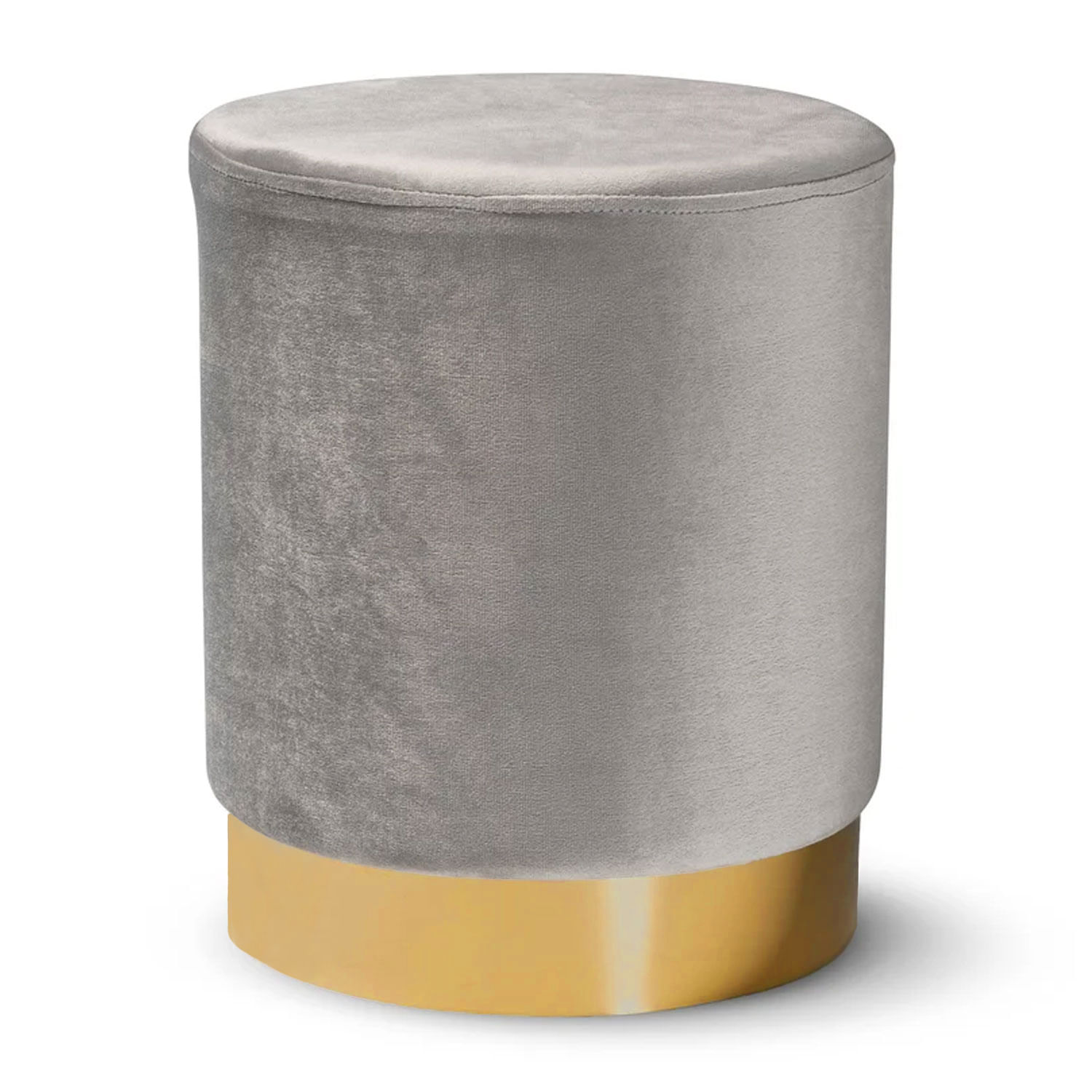 Puff Redondo con Base Metálica LeMueble Gris Claro