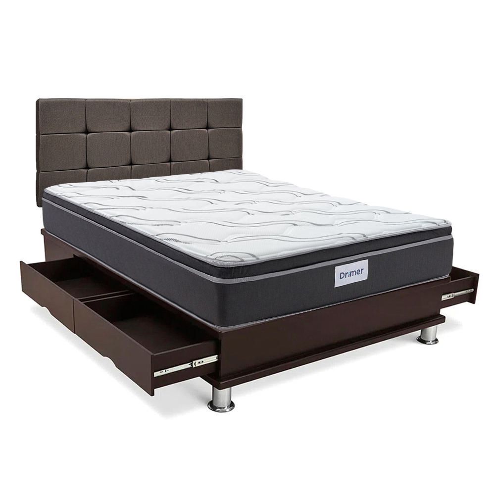 Dormitorio Cuadros Futurepedic 1.5 Plazas + Almohada + Protector Marrón