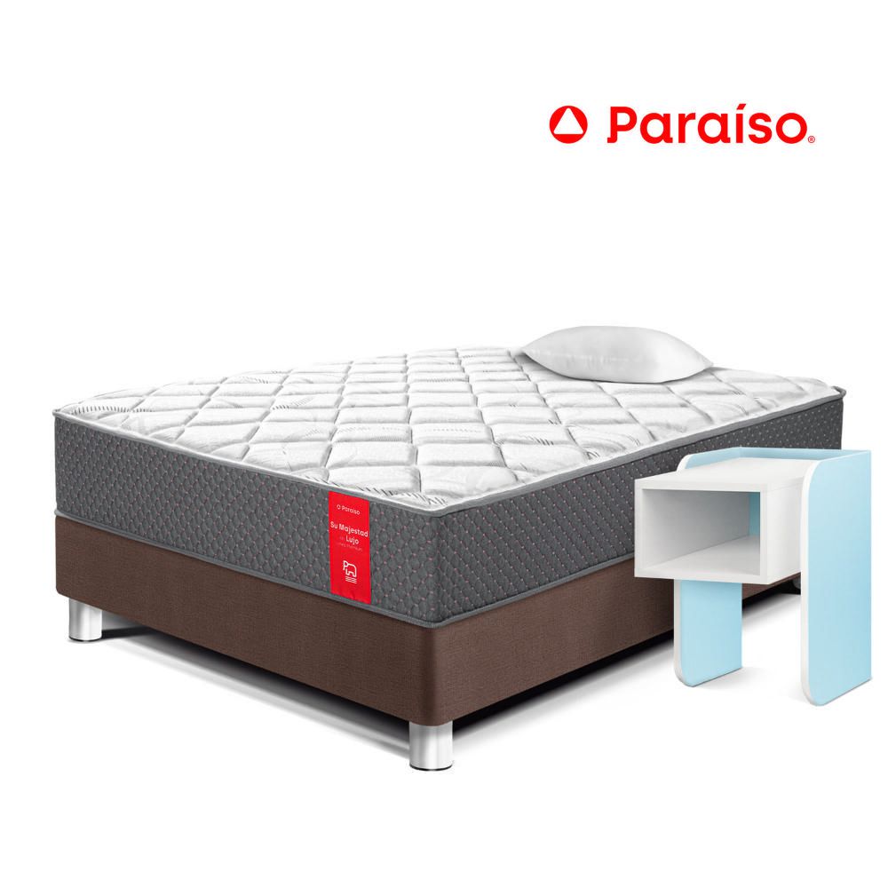 Cama Su Majestad 1.5 Plazas + Velador Kid Celeste + 1 Almohada