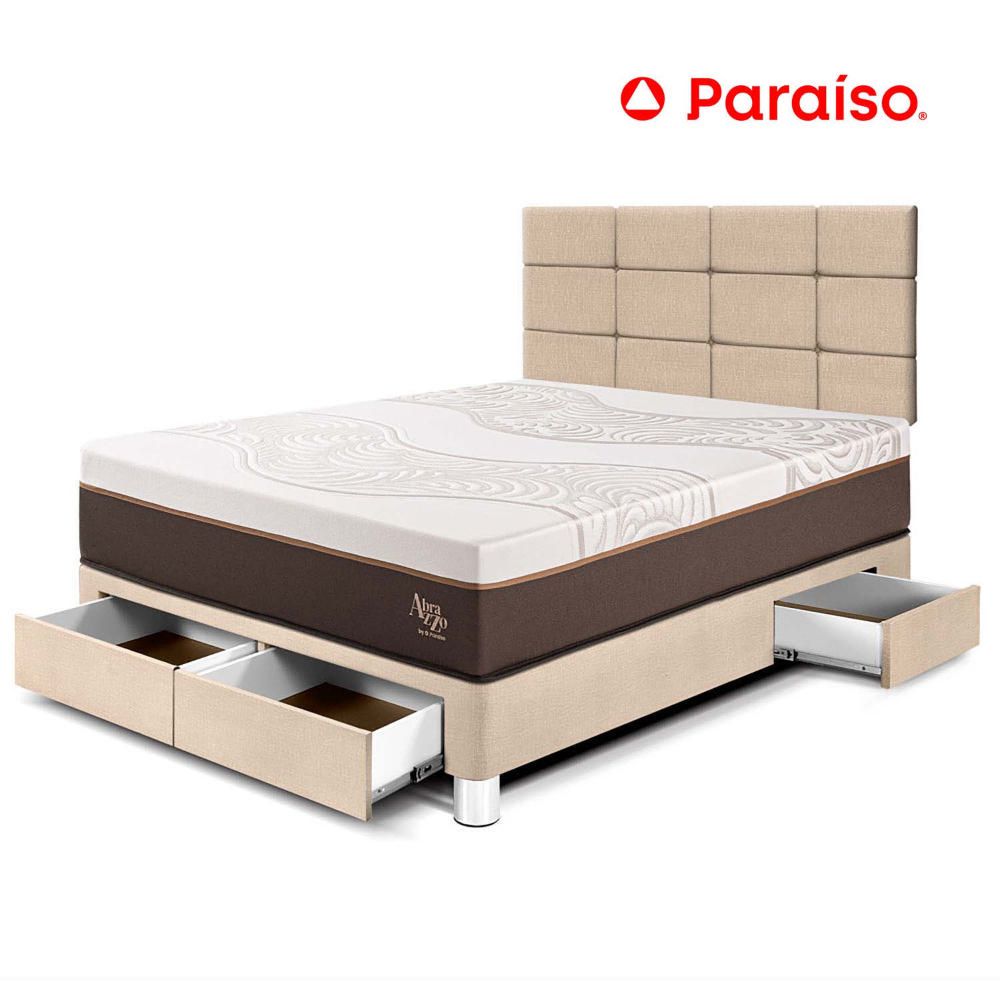 Dormitorio con Cajones Royal Abrazzo 2 Plazas + Cabecera Blocks Champagne