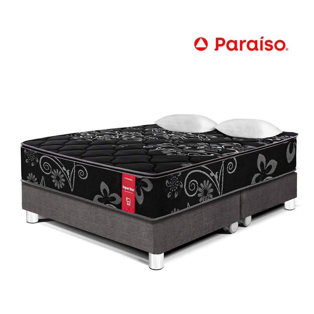 Cama Super Star Negro Queen Acero