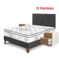 Dormitorio Europeo Pocket Advance 2 Plazas + 2 Veladores Brisse + 2 Almohadas