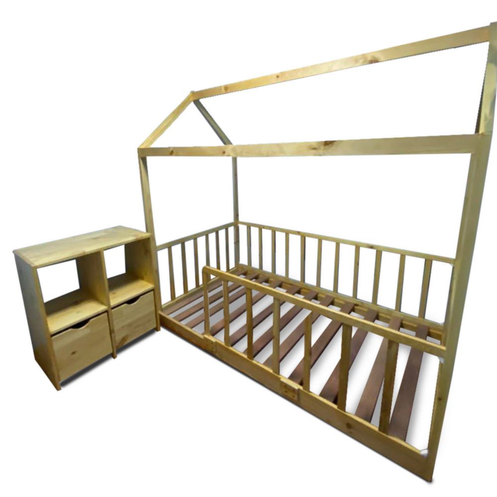 Cama Mi Madera Perfecta Ms Indigo 1.5 Plazas Natural