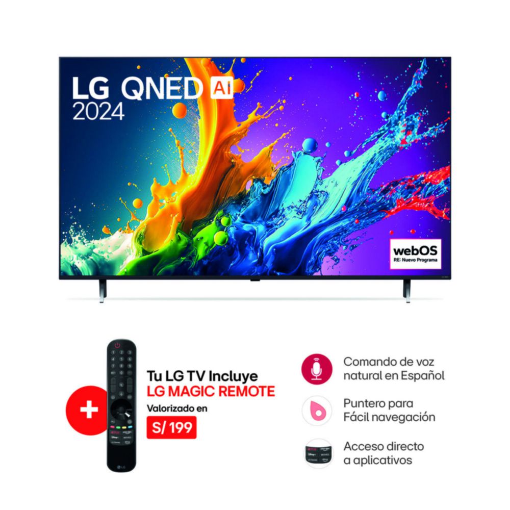 Televisor LG QNED 55"" UHD 4K ThinQ AI 55QNED80TSA