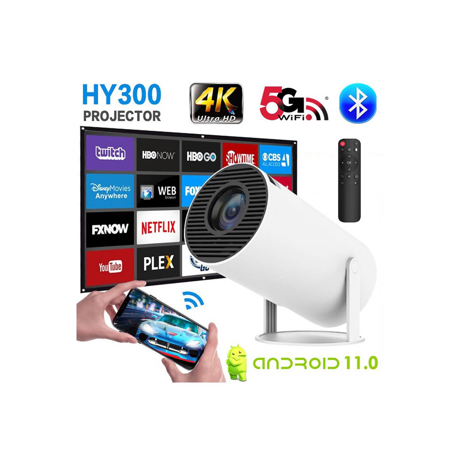 Proyector HY300 Smart 4K Android11 Wifi Bluetooth