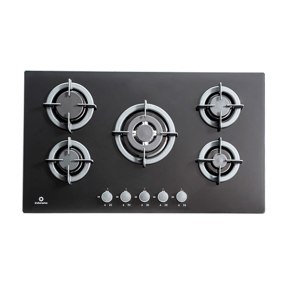 Cocina encimera Gas Egi-905vdneg Negro 5 quemadores Indurama