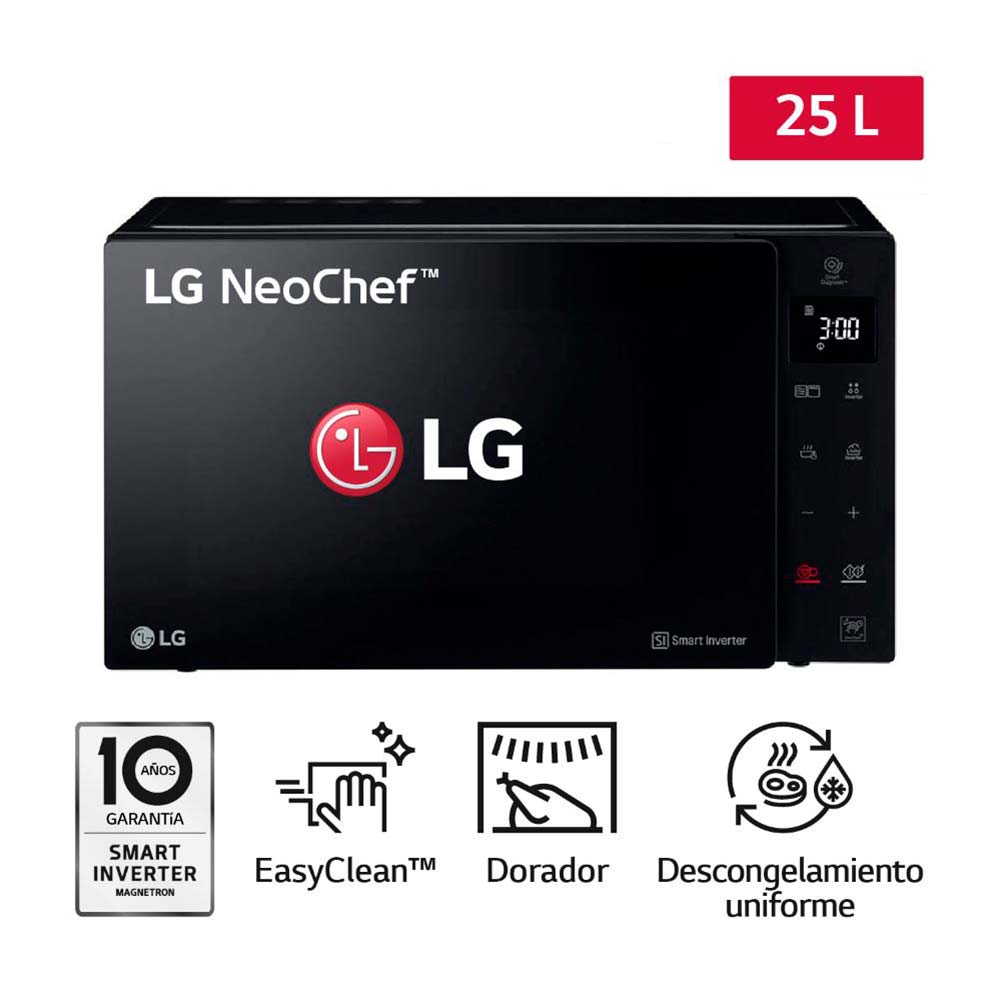 Horno Microondas LG MH6536GIS EasyClean 25L Negro