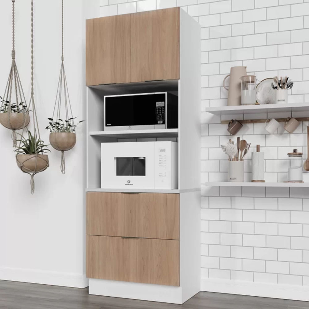 Mueble para Microondas Milton color Blanco/Duna 2 puertas 2 cajones TU MESITA