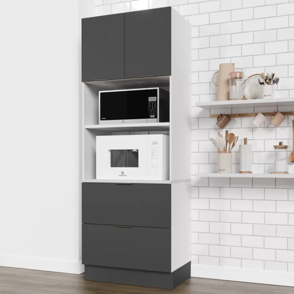 Mueble para Microondas Milton color Blanco/Negro 2 puertas 2 cajones TU MESITA