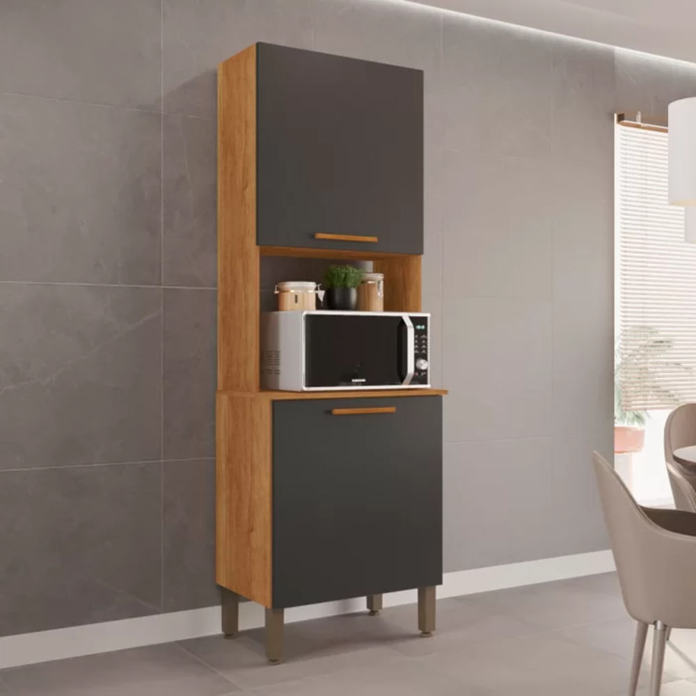 Mueble para Microondas Ares color Haya/Negro 2 puertas TU MESITA