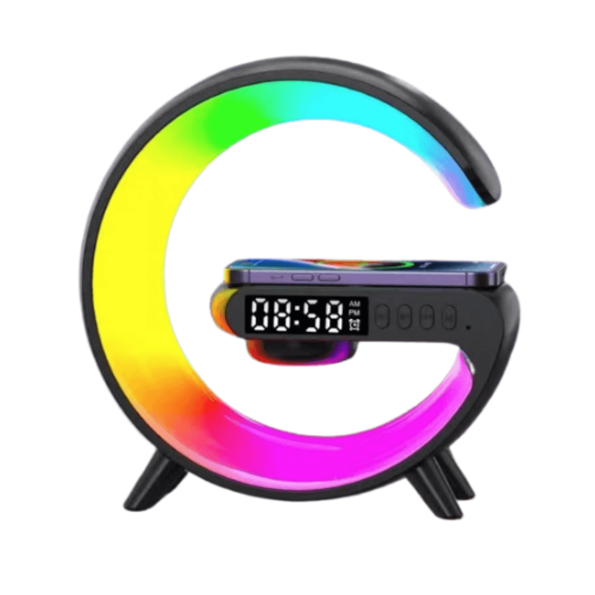 Parlante G Bluetooth RGB Reloj y Carga Inalámbrica G63 Mini Color Negro