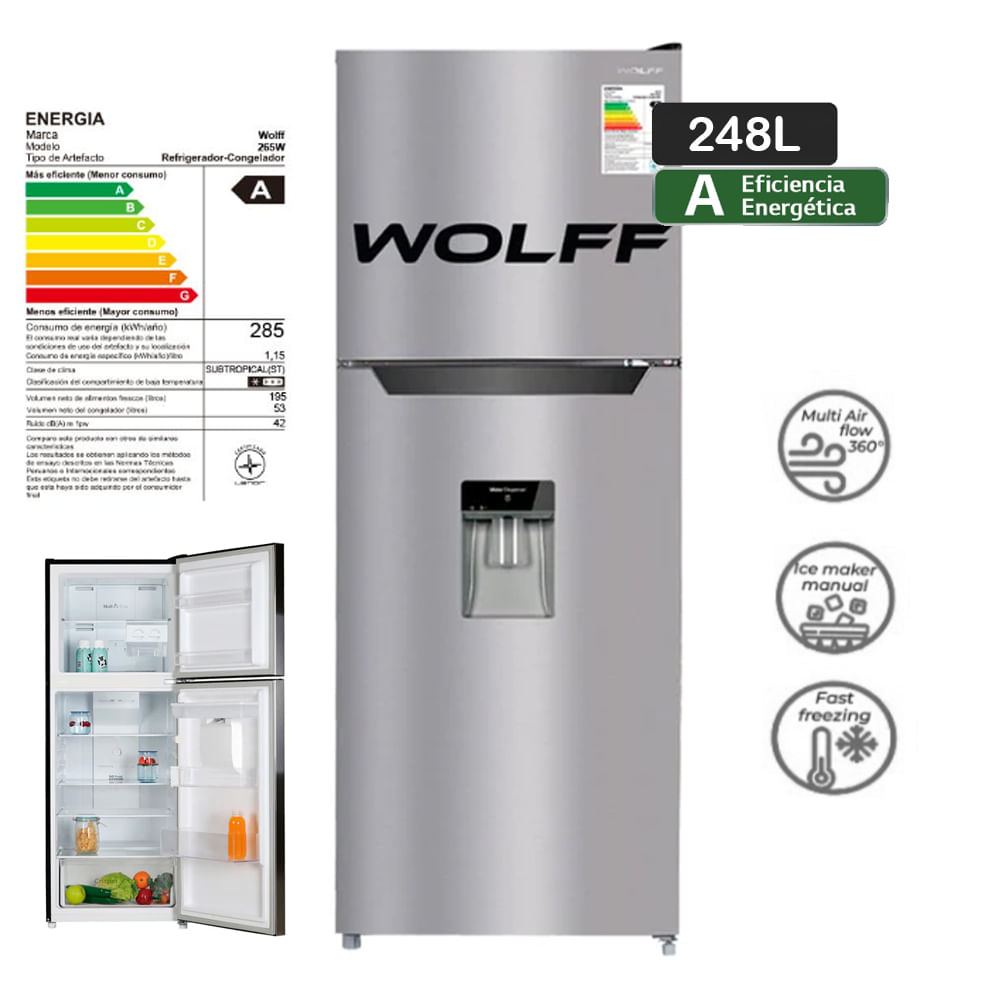 Refrigeradora Wolf WRF265D No Frost 248L Refrigeradora Wolf WRF265D No Frost 248L