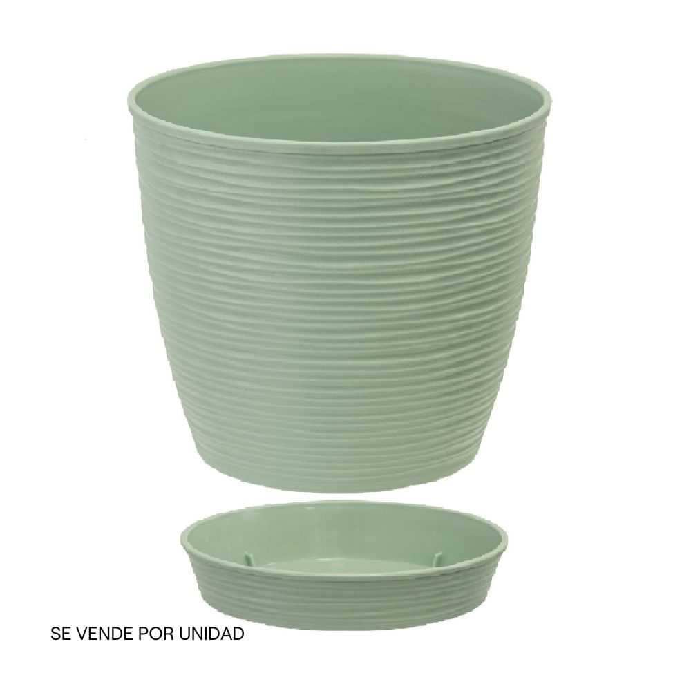 Maceta Redonda De Plastico Coubi Round P Color Cafe Con Leche 21x21x19 3 Cm