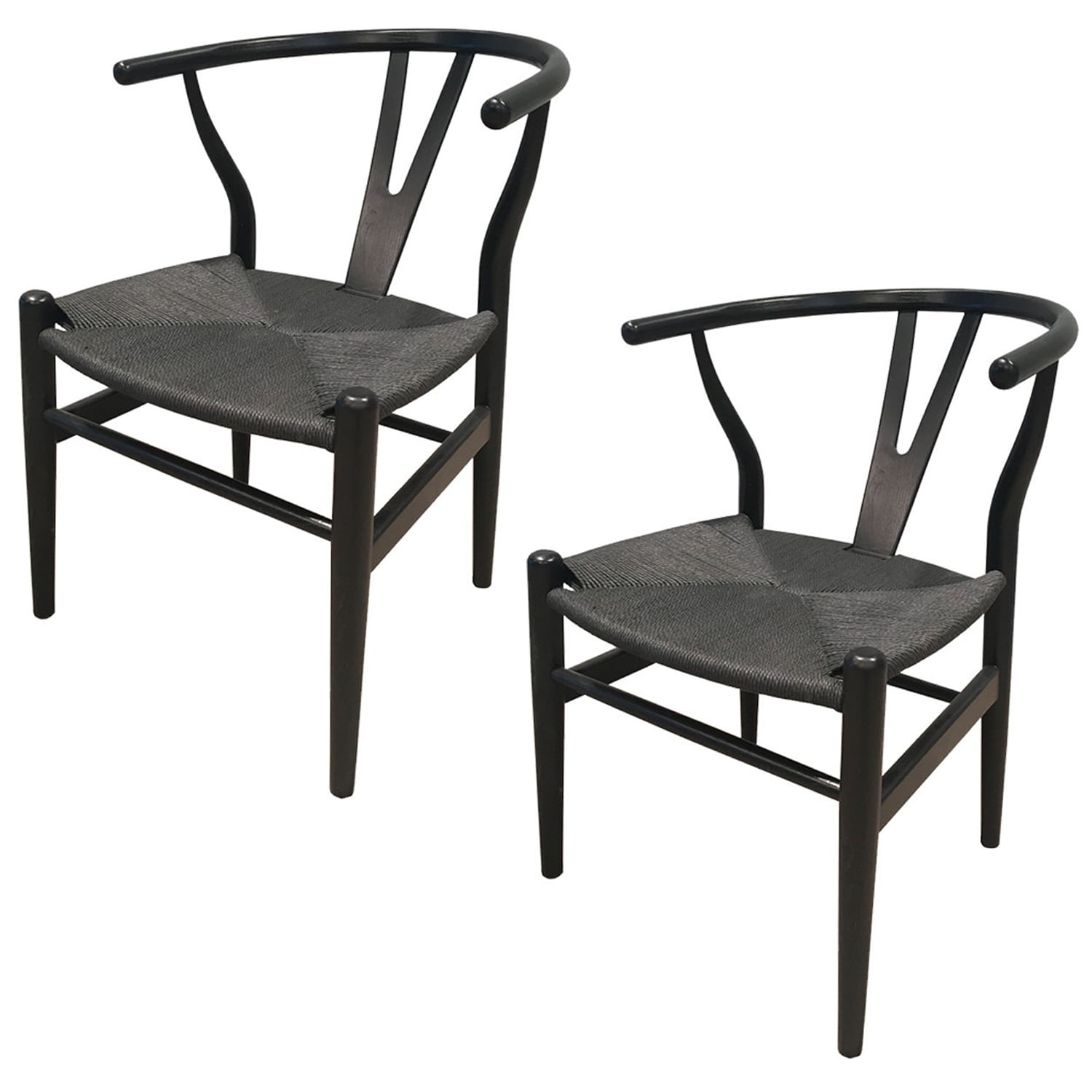 Set x 2 Sillas de Comedor Wishbone Negro