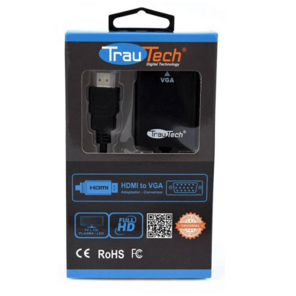 Convertidor Adaptador Video Cable HDMI a VGA Full HD Trautech - Promart
