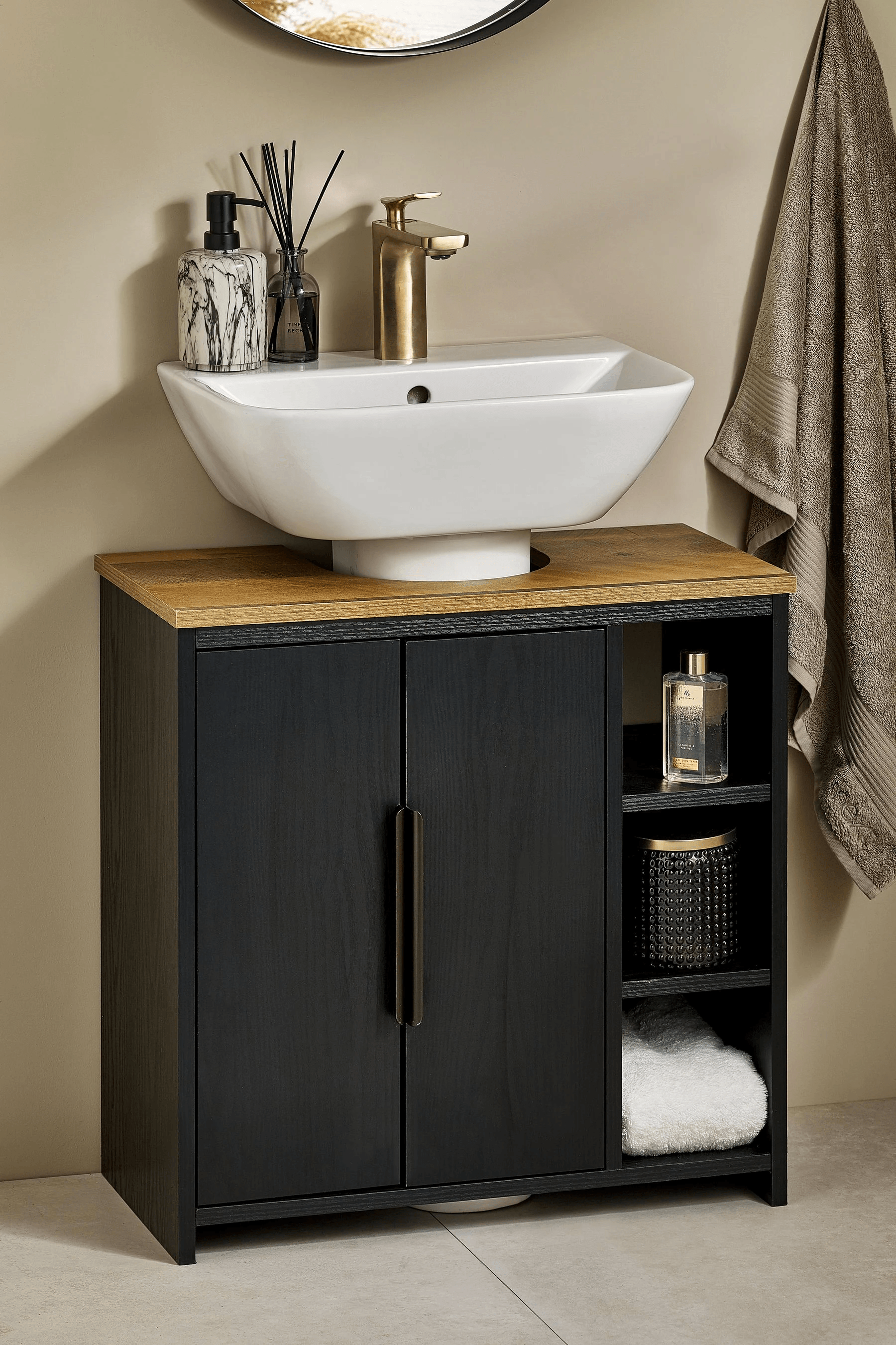 Mueble de Baño Petra color Negro/Marrón TU MESITA