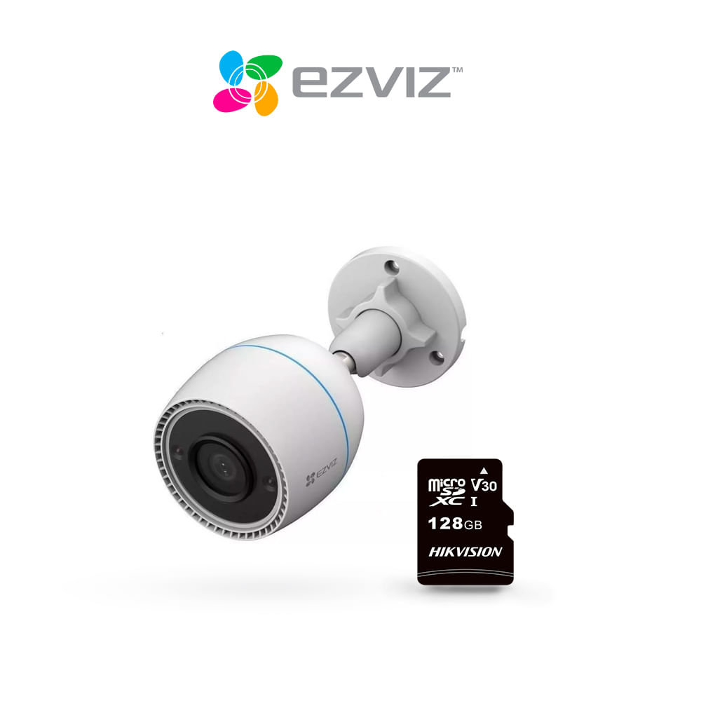 Cámara de seguridad inteligente para exteriores H3C Full-HD Ezviz + SD 128 GB