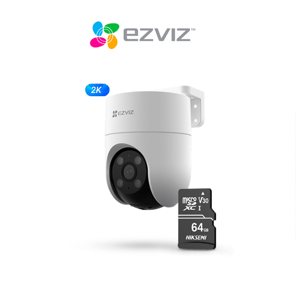 Cámara De Seguridad Inteligente Para Exteriores H8C 2K 3MP Ezviz + SD 64 GB