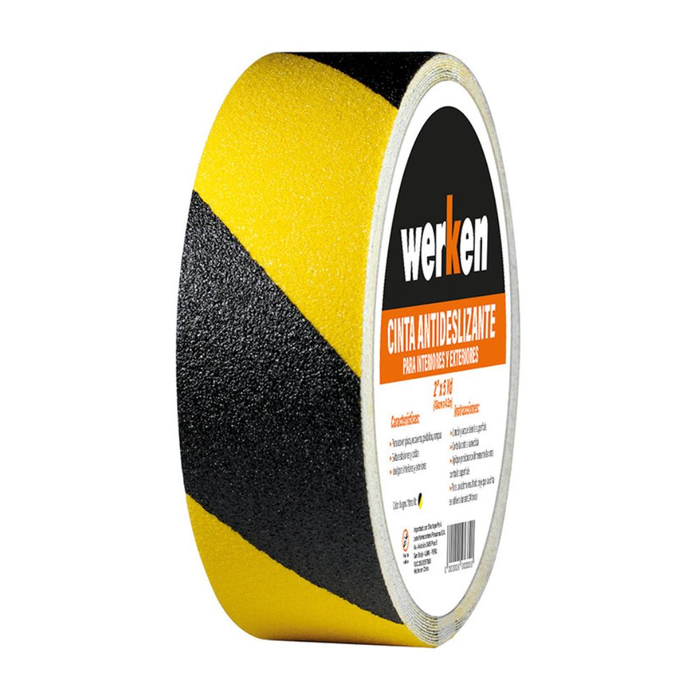 Cinta Antideslizante Werken 2""x4.5m Amarillo Carburo de Silicio