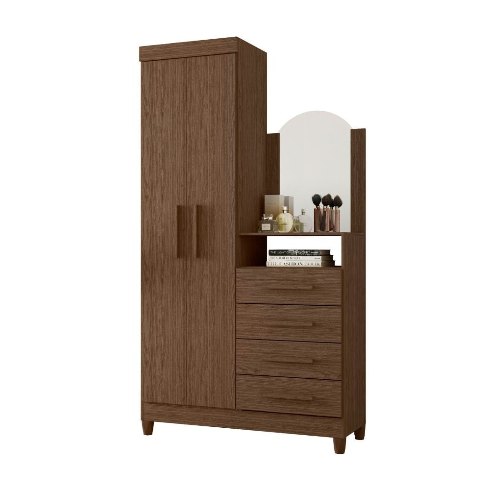 Ropero Praga 2 Puertas + Comoda Tocador Moka Albatroz