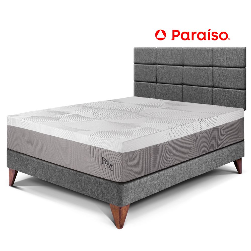 Dormitorio Europeo Royal Balanzze 2 Plazas Cabecera Blocks Gris