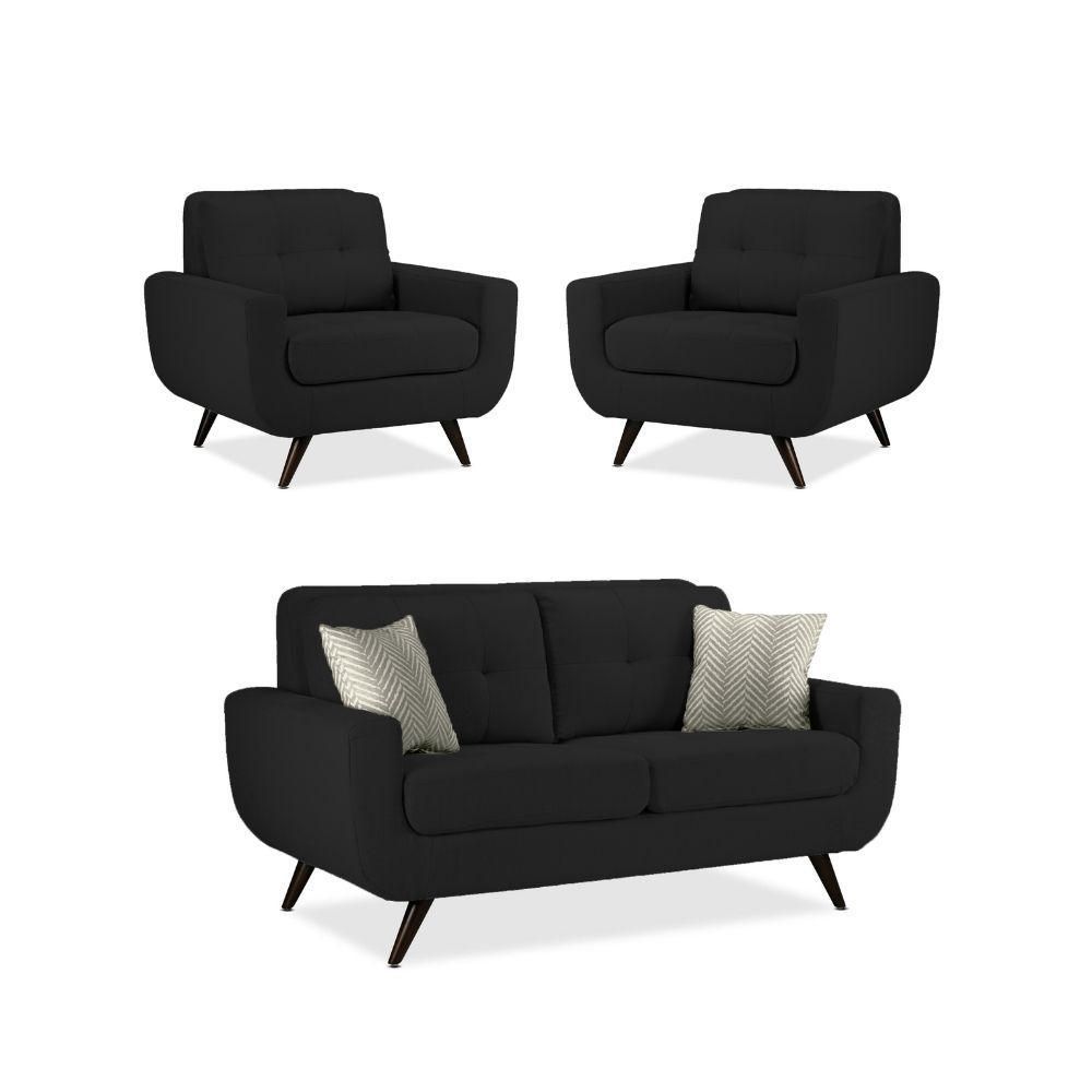 Juego De Sala Alneya 2-1-1 Negro