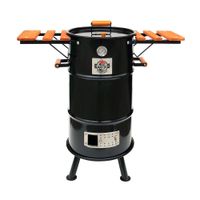 Cilindro Parrillero Chico Meat Master Ahumador Premium Acero Negro + Accesorios