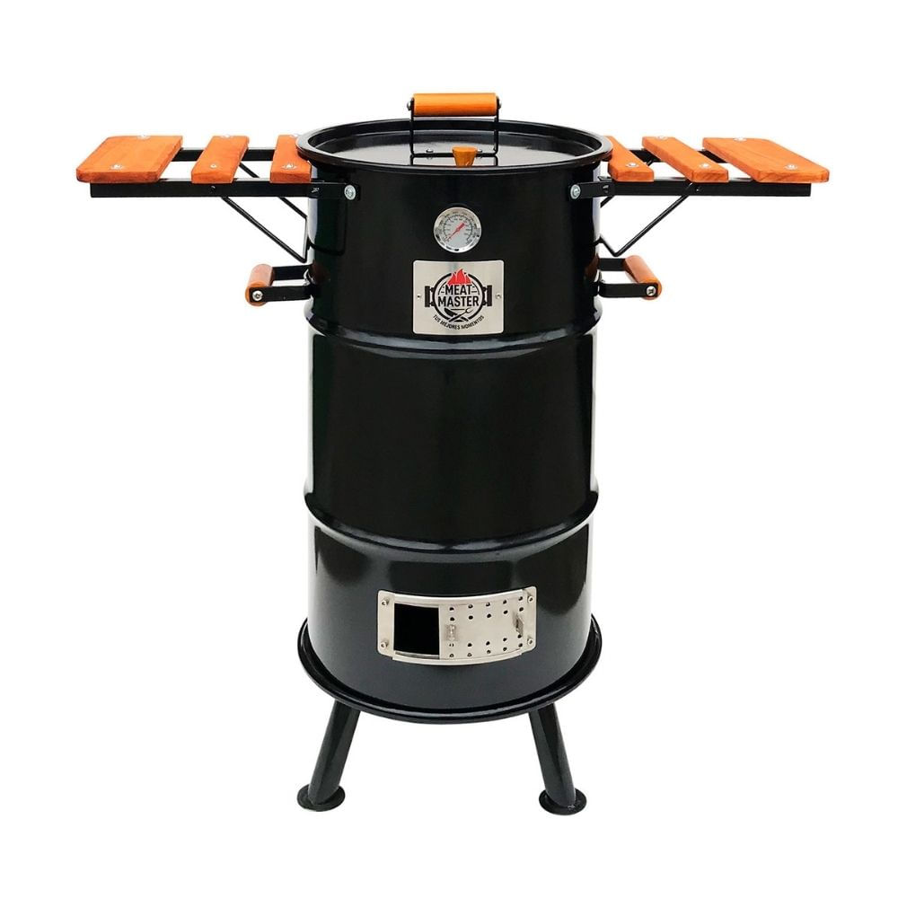 Cilindro Parrillero Chico Meat Master Ahumador Premium Acero Negro + Accesorios