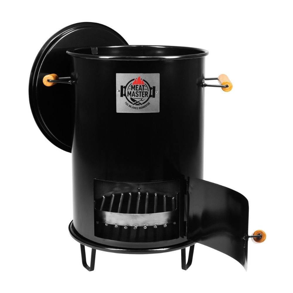 Cilindro Parrillero Mini Meat Master Asador Acero Virgen Negro + Accesorios