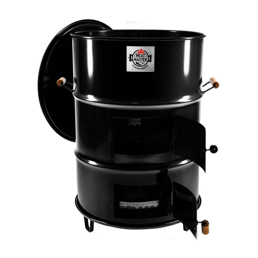 Cilindro Parrillero Grande Meat Master Asador Acero Virgen Negro + Accesorios