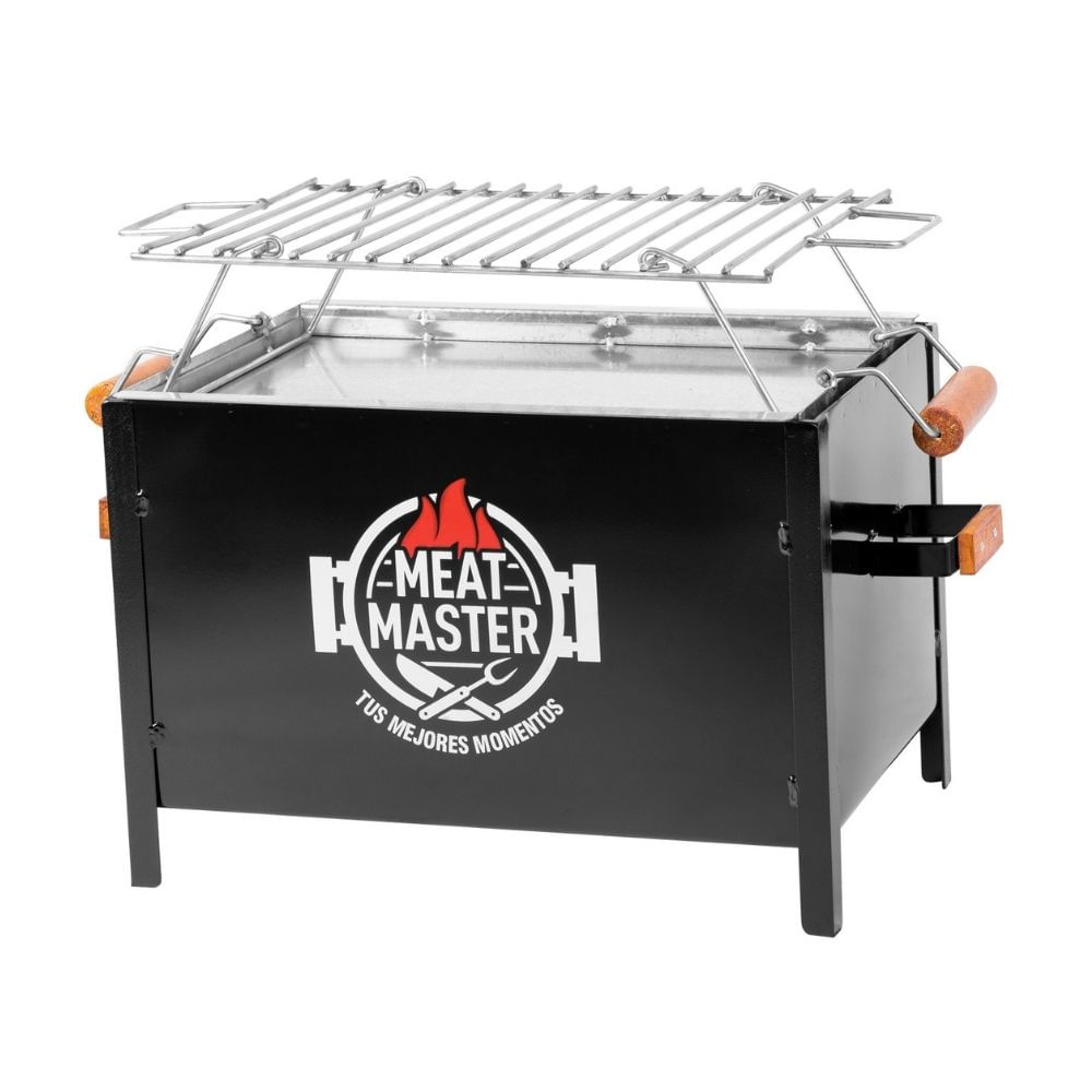 Caja China Chica Meat Master Black + Parrilla de Varillas Acero Inoxidable