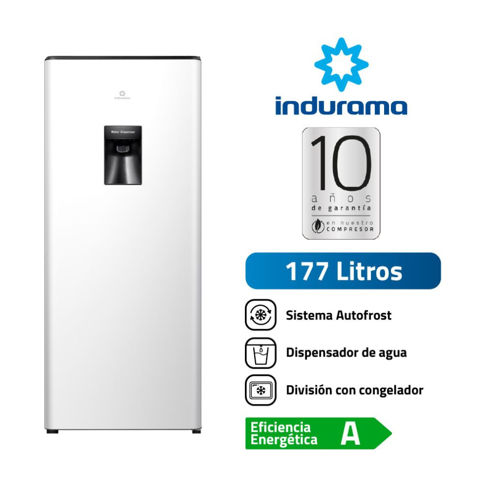 Refrigeradora Indurama RI-289DBL Una Puerta Autofrost 177L Blanco