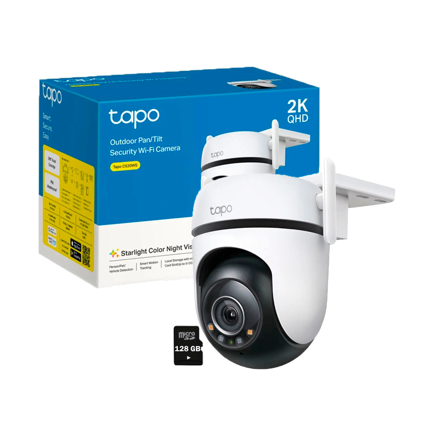 Cámara Seguridad WiFi Exterior Tapo C520ws 360 2k 4mp Micro Sd 128gb