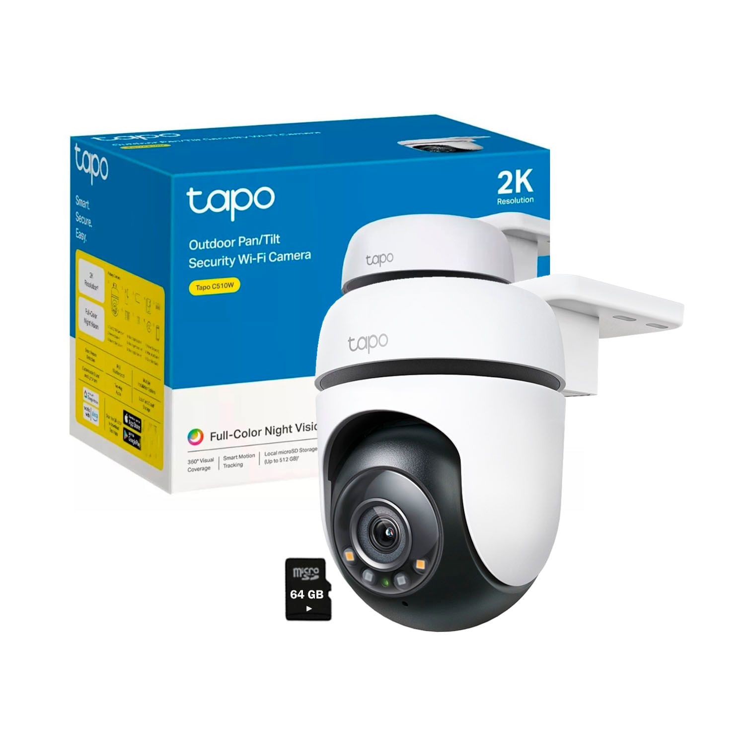 Cámara Seguridad WiFi Exterior Tapo C510w 360 2k 3mp Micro Sd 64gb