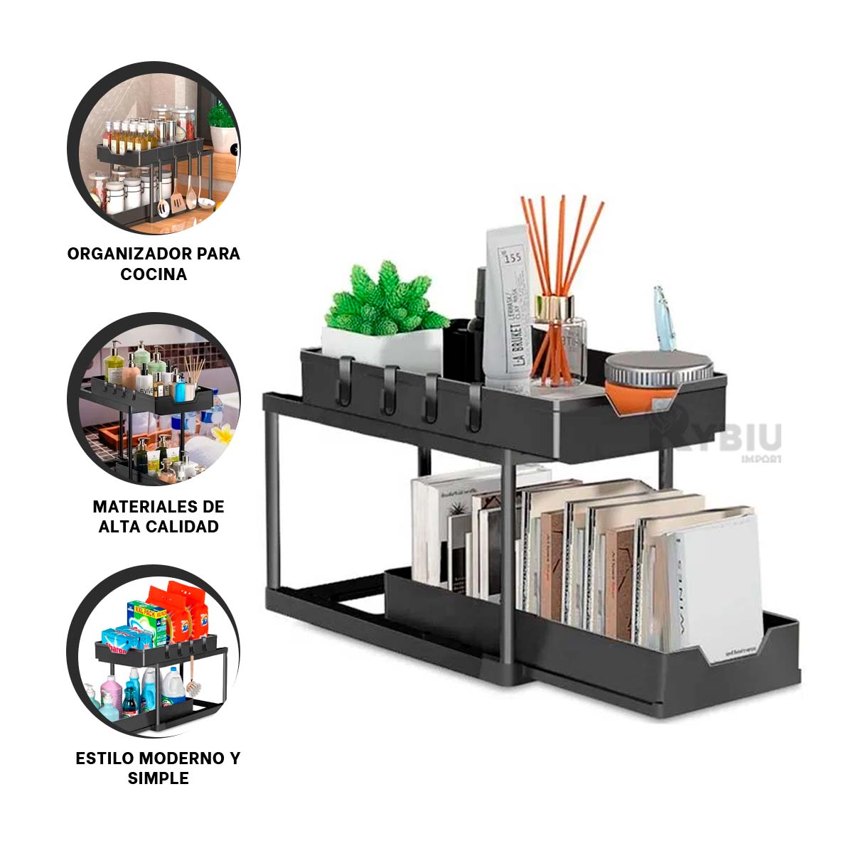 Estante Ergonomico Familiar de Color Negro Y+Stickers