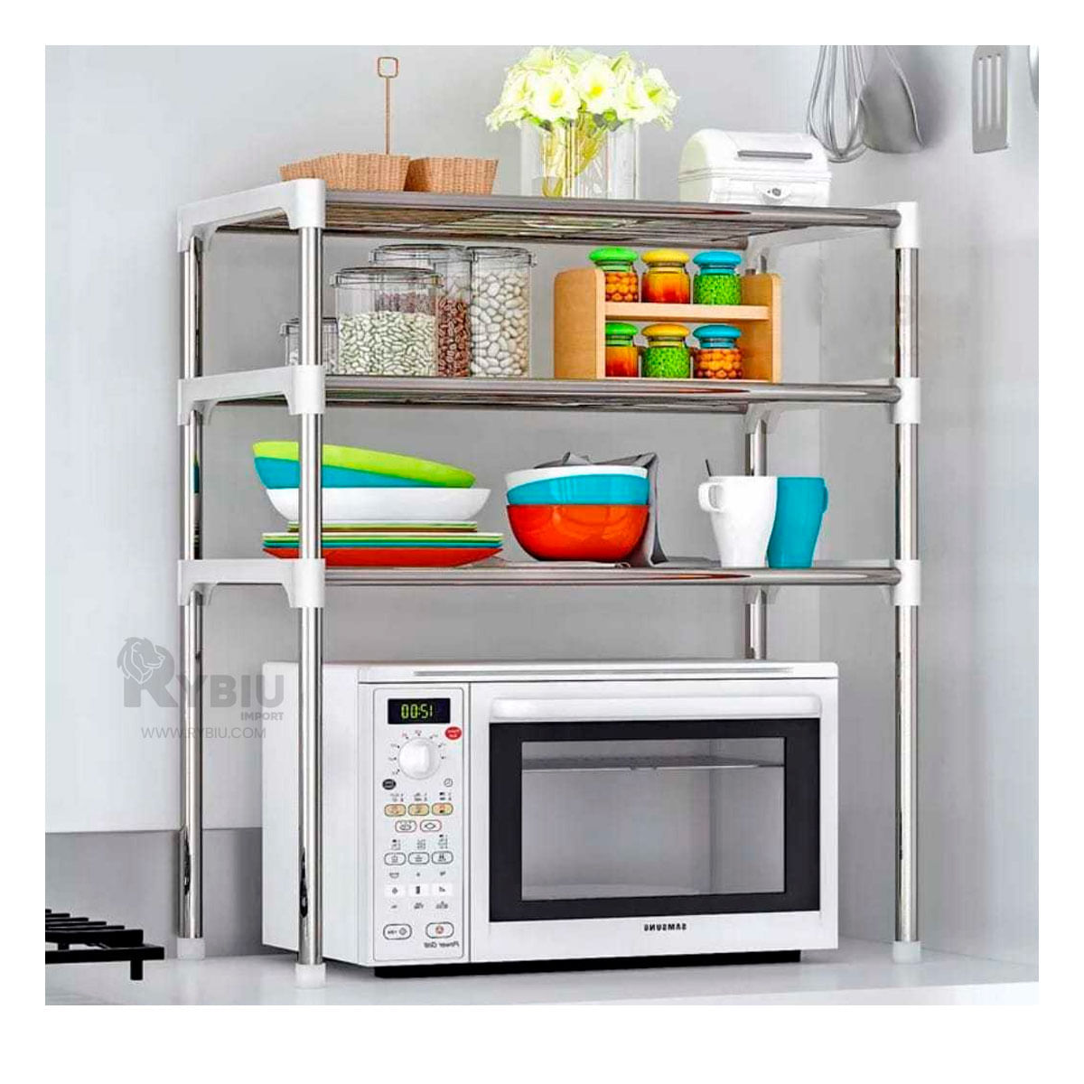 Organizador de Cocina de 3 Niveles Blanco Y+Papel de Regalo