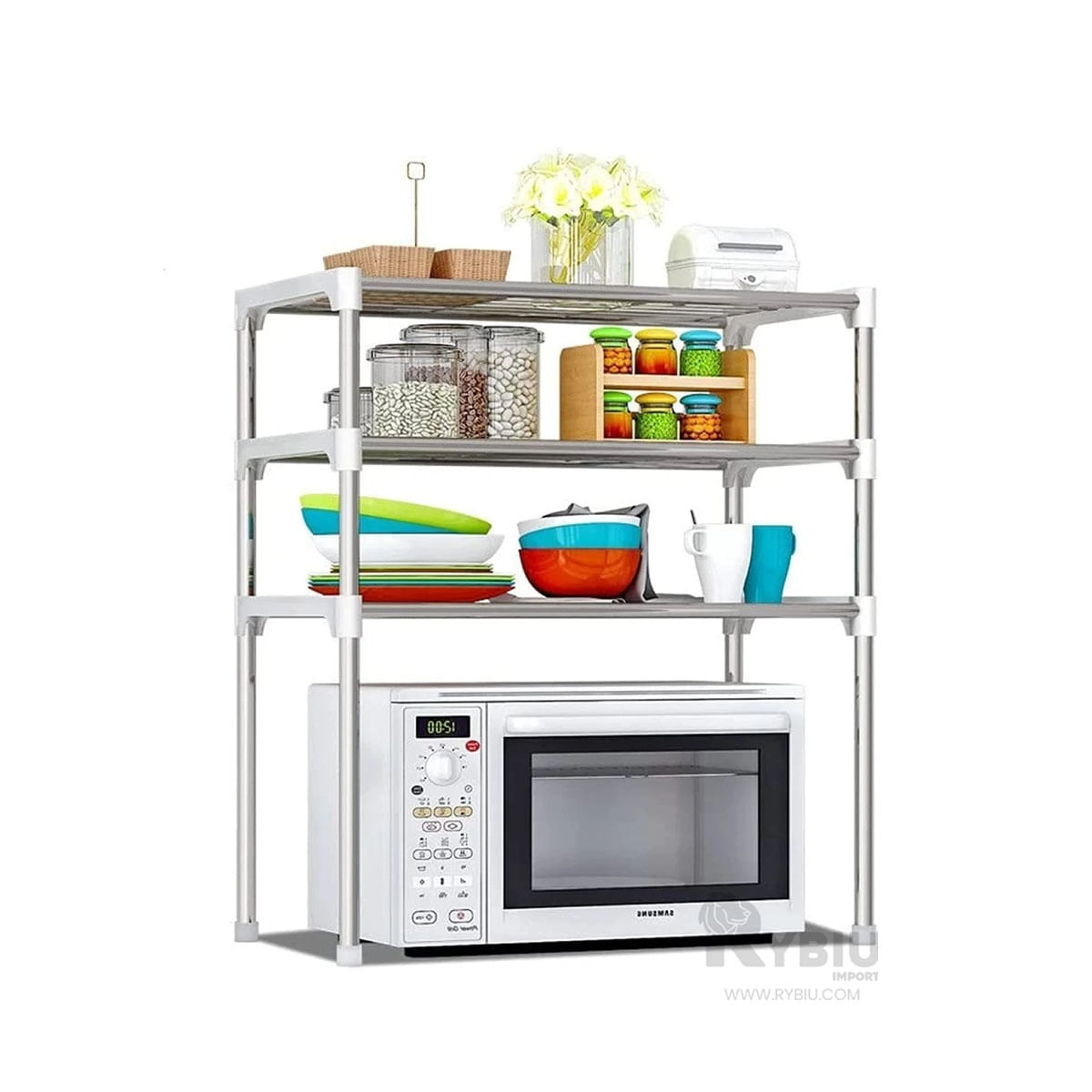 Organizador de 3 Niveles para Cocina Blanco Y+Stickers
